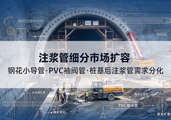 霞山注浆管细分市场扩容，隧道钢花小导管、PVC 袖阀管、桩基后注浆管需求分化
